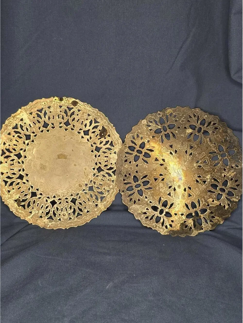 Set of 2 Vintage William Adams Trivet Italian Silver Plate Filigree Pierced